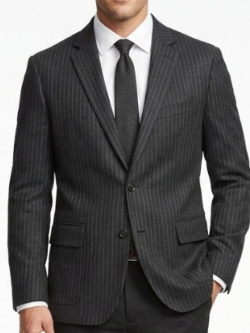 BR Italian Fabric Men's Heavy Pinstripe Blazer (40R)